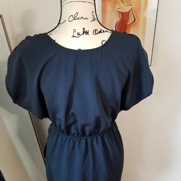 H&M Navy Blue Short Sleeves V Neck Jumpsuit SIZE 2. - Picture 6 of 16